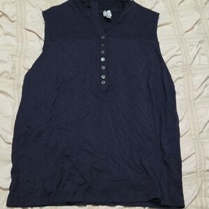 Tristan Navy Sleeveless Button Down Shirt